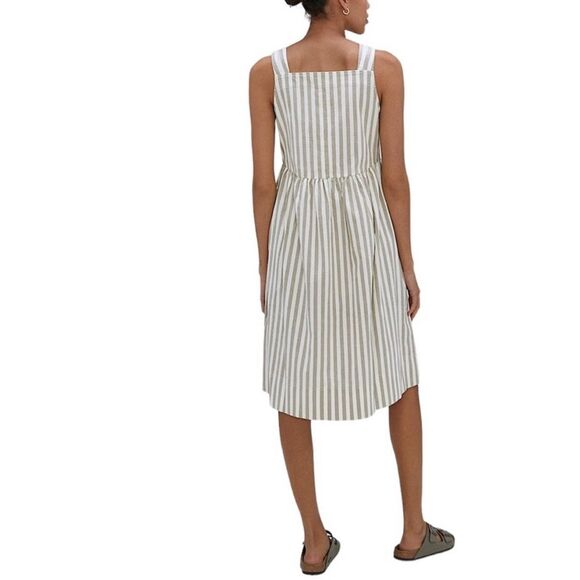 Everlane Striped Midi Dress in White and Tan - Picture 2 of 12
